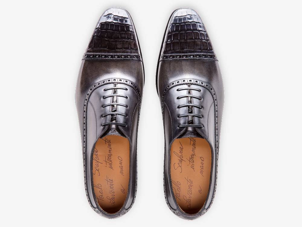 Paolo Sartori Art. 695 Oxford in pelle Anticata Grigio Italia