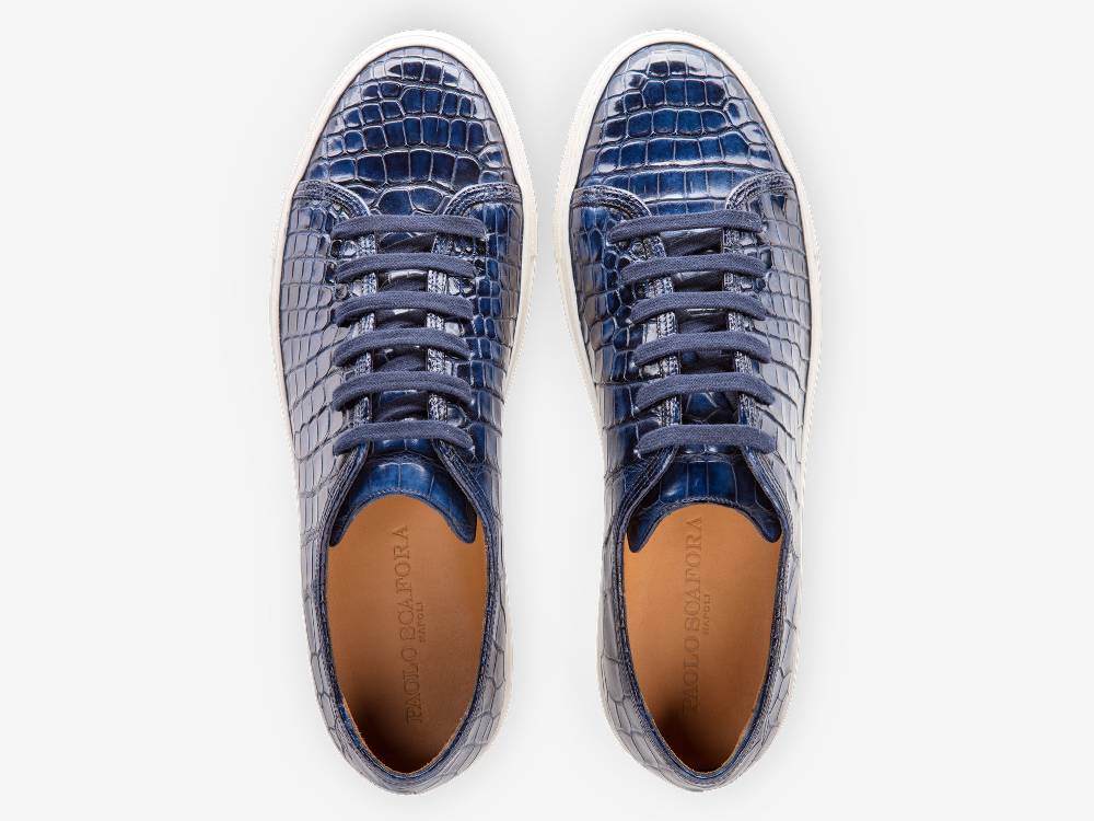 Paolo Sartori Art.Tenny1 Sneakers In Alligatore Anticata Oceano Soddisfazione Garantita