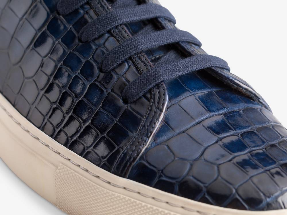 Paolo Sartori Art.Tenny1 Sneakers In Alligatore Anticata Oceano Soddisfazione Garantita