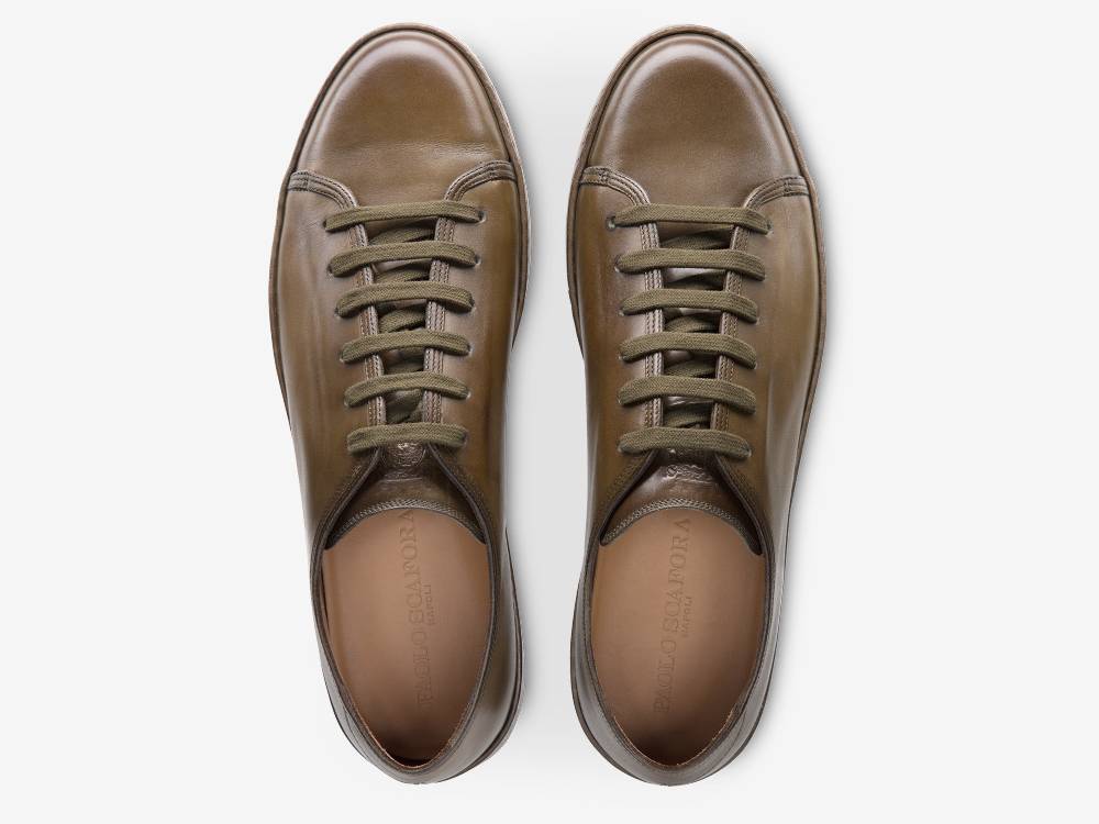 Paolo Sartori Art.Tenny1 Sneakers In Pelle Anticata Muschio Acquista Ora