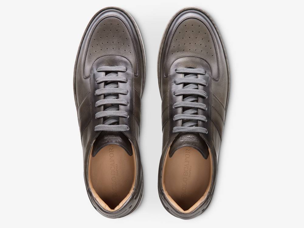 Paolo Sartori Art.Tenny2 Sneakers In Pelle Anticata Ardesia Consegna Veloce
