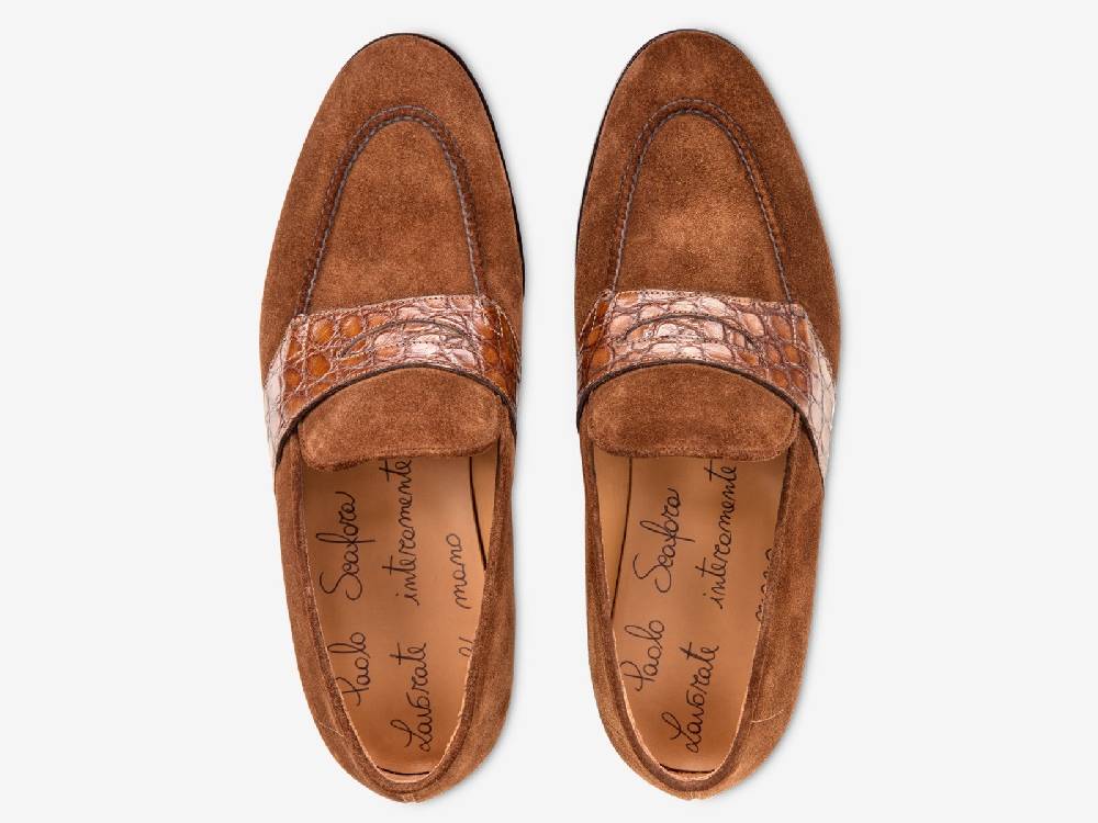 Paolo Sartori Art. 726 Loafer in Suede Snuff Offerta