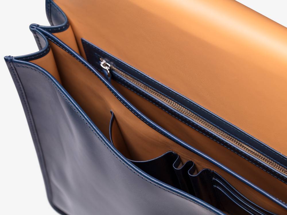 Paolo Sartori Briefcase Briefcase in pelle Anticata Oceano Prezzo Ridotto