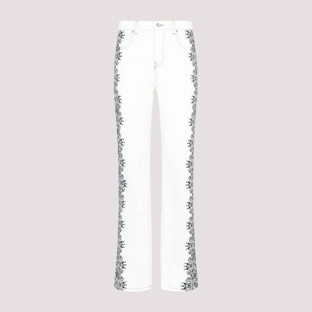 ETRO  Jeans di Cotone Bianco ETRO Esme con Stampa Laterale Nuovo