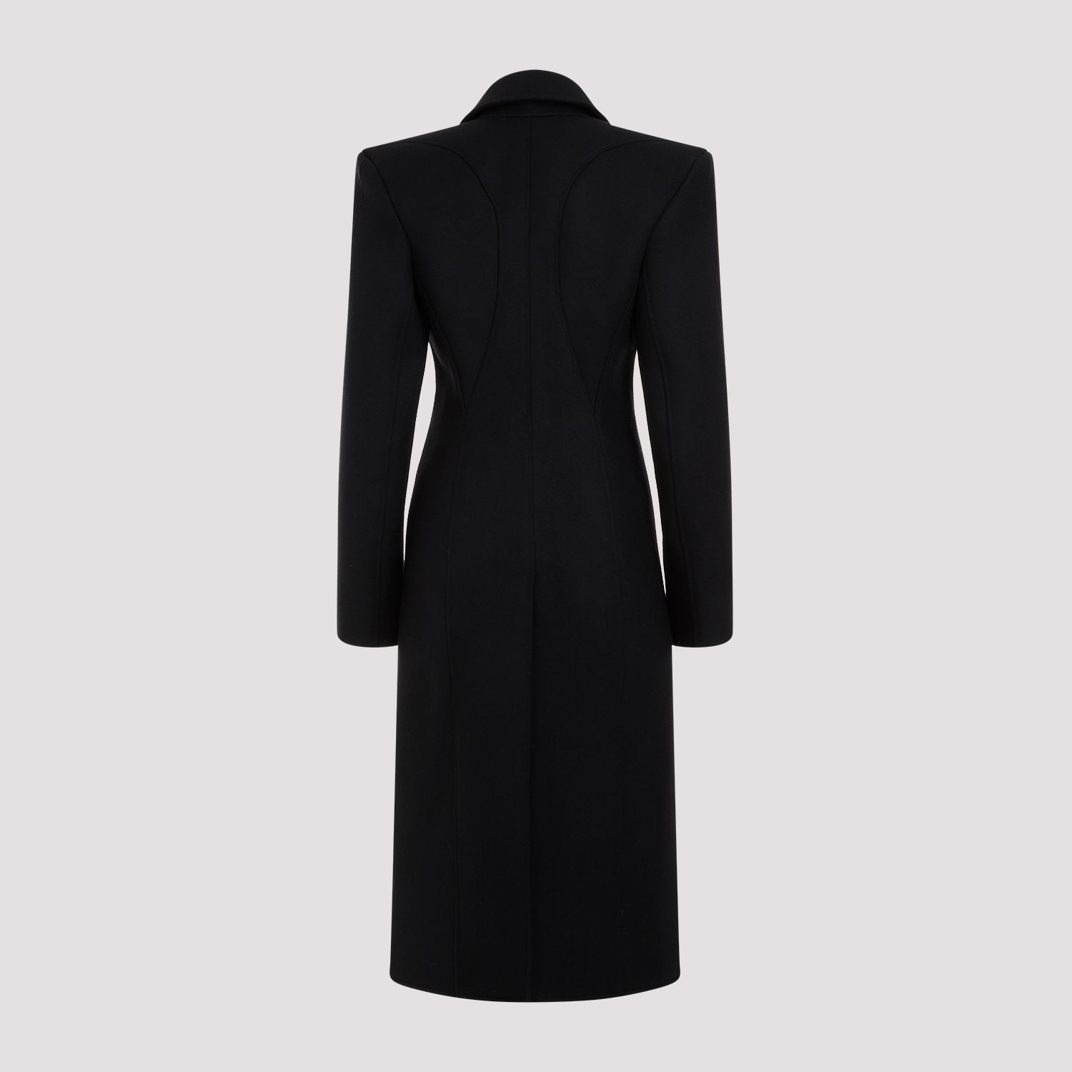 MUGLER  Cappotto Nero in Lana e Poliammide Mugler Lunghezza Caviglia Spedizione Gratuita