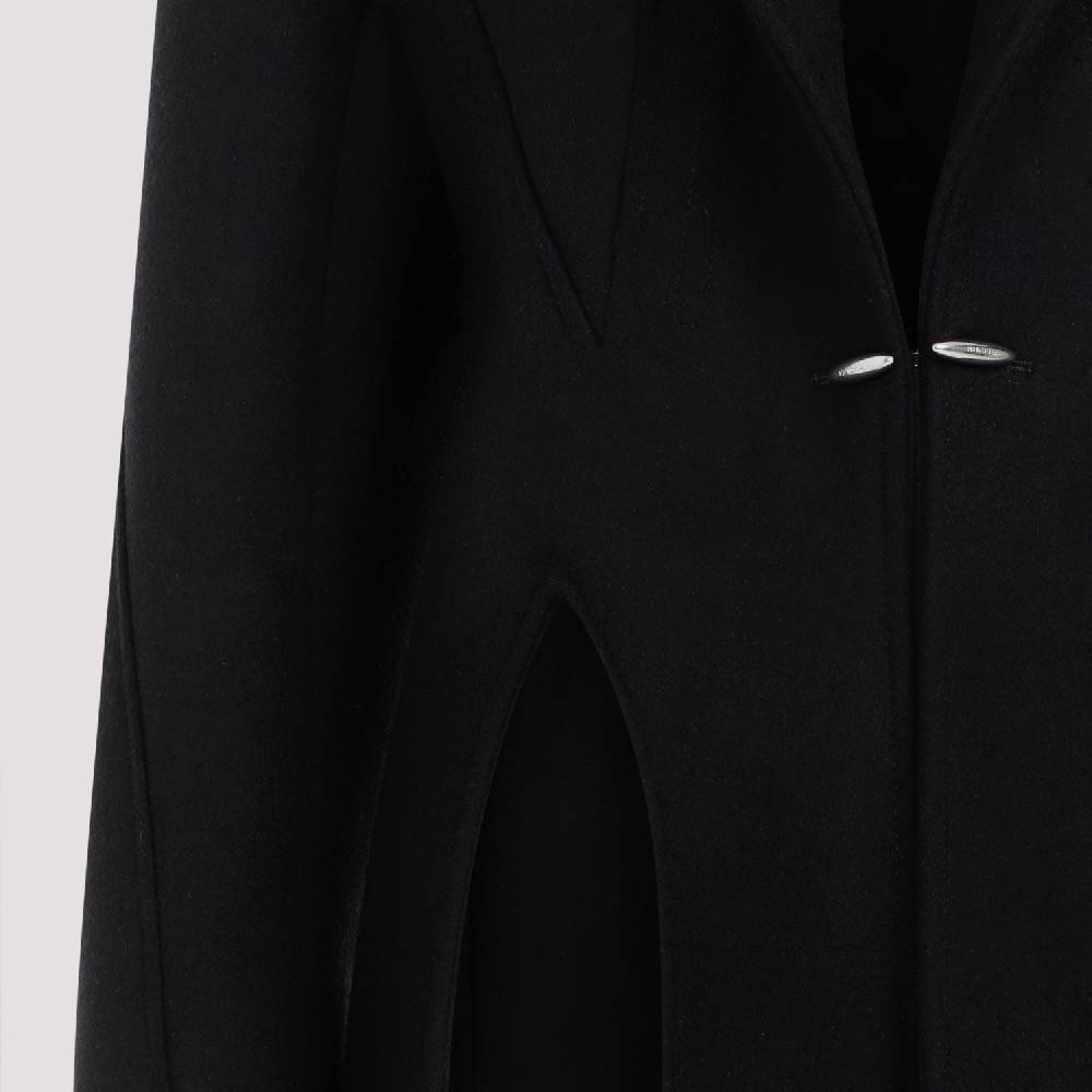 MUGLER  Cappotto Nero in Lana e Poliammide Mugler Lunghezza Caviglia Spedizione Gratuita