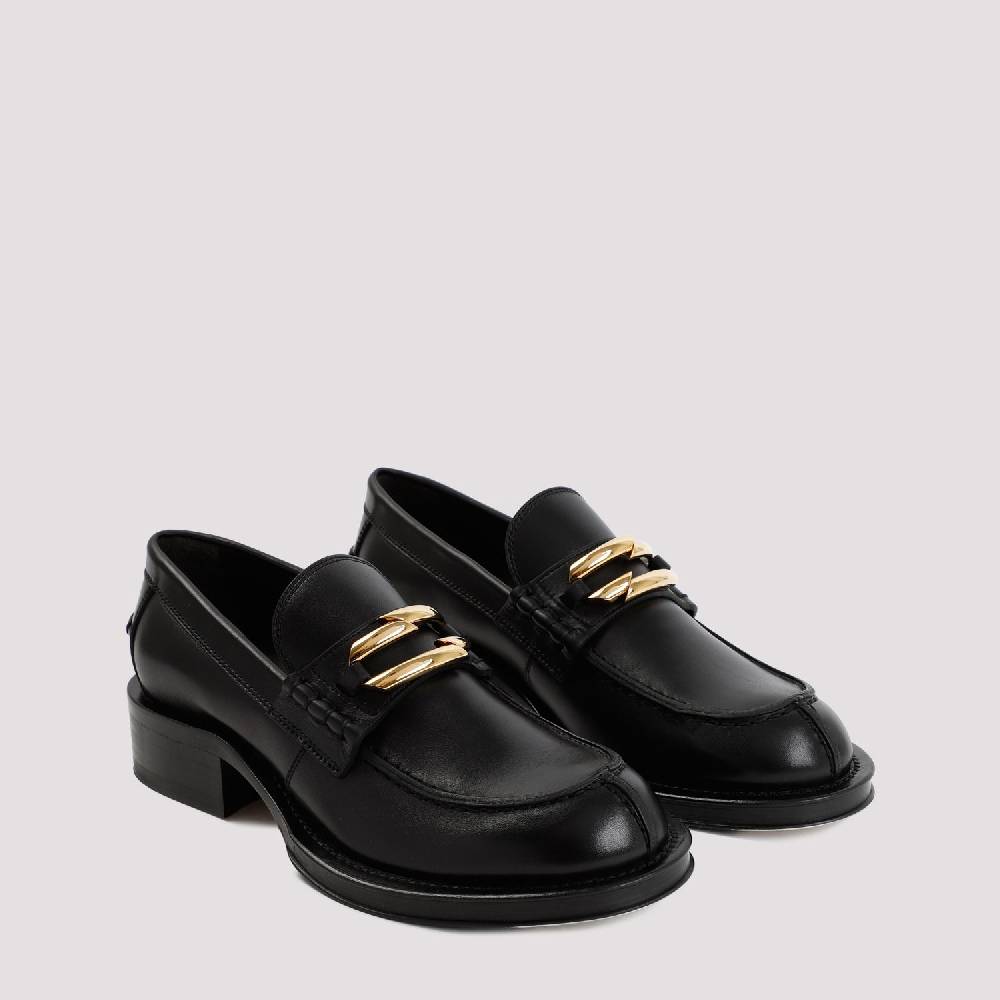 LANVIN  Mocassini LANVIN Neri in Pelle con Dettagli Dorati Soddisfazione Garantita