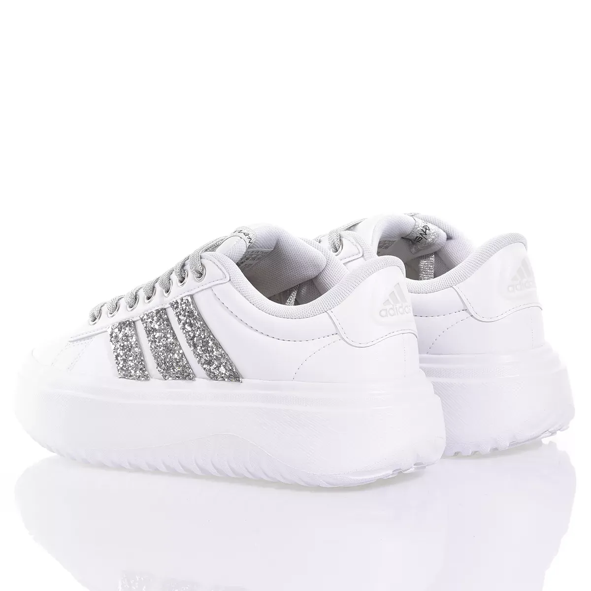 ADIDAS  Sneakers Adidas da Donna Piattaforma Bianco Argento in Eco-Pelle Qualità Garantita