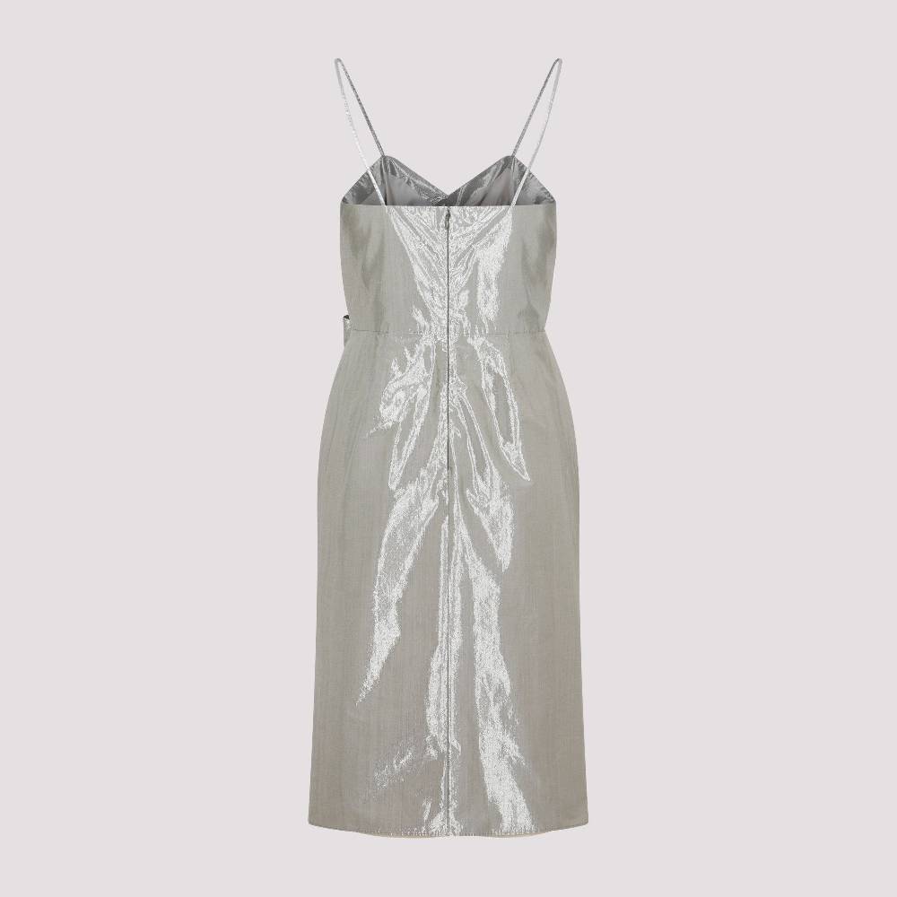 MAISON MARGIELA  Abito Midi Maison Margiela in Cotone Metallizzato Argento Negozi Online