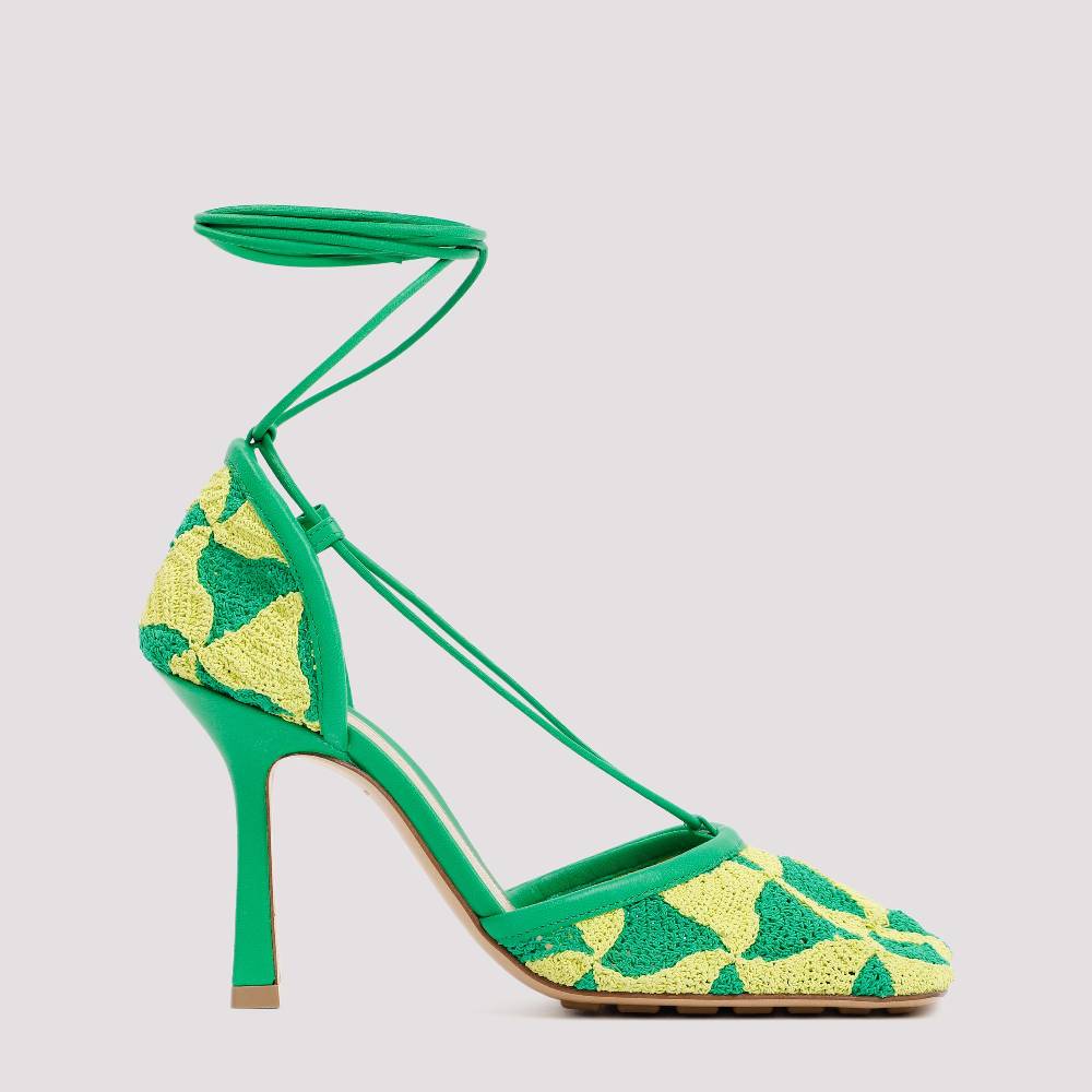 BOTTEGA VENETA  Sandali Bottega Veneta Verde e Giallo in Cotone per Donna Consegna Veloce