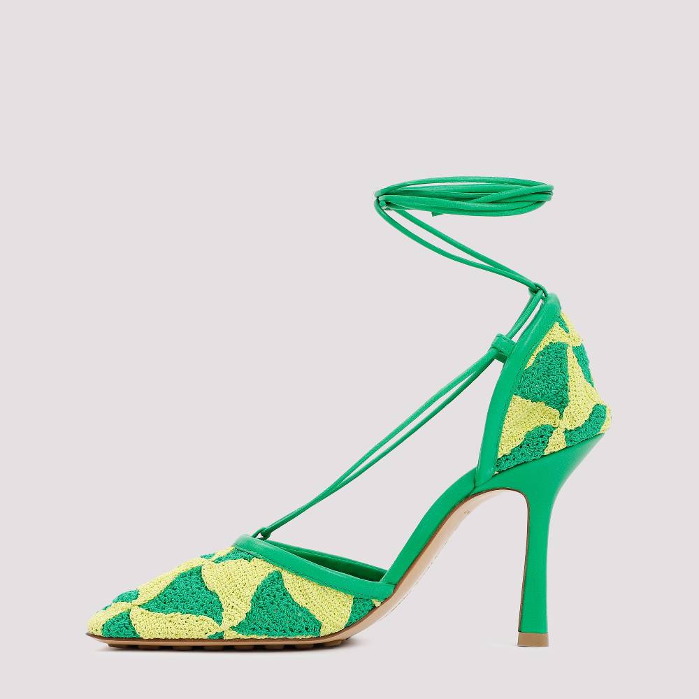 BOTTEGA VENETA  Sandali Bottega Veneta Verde e Giallo in Cotone per Donna Consegna Veloce