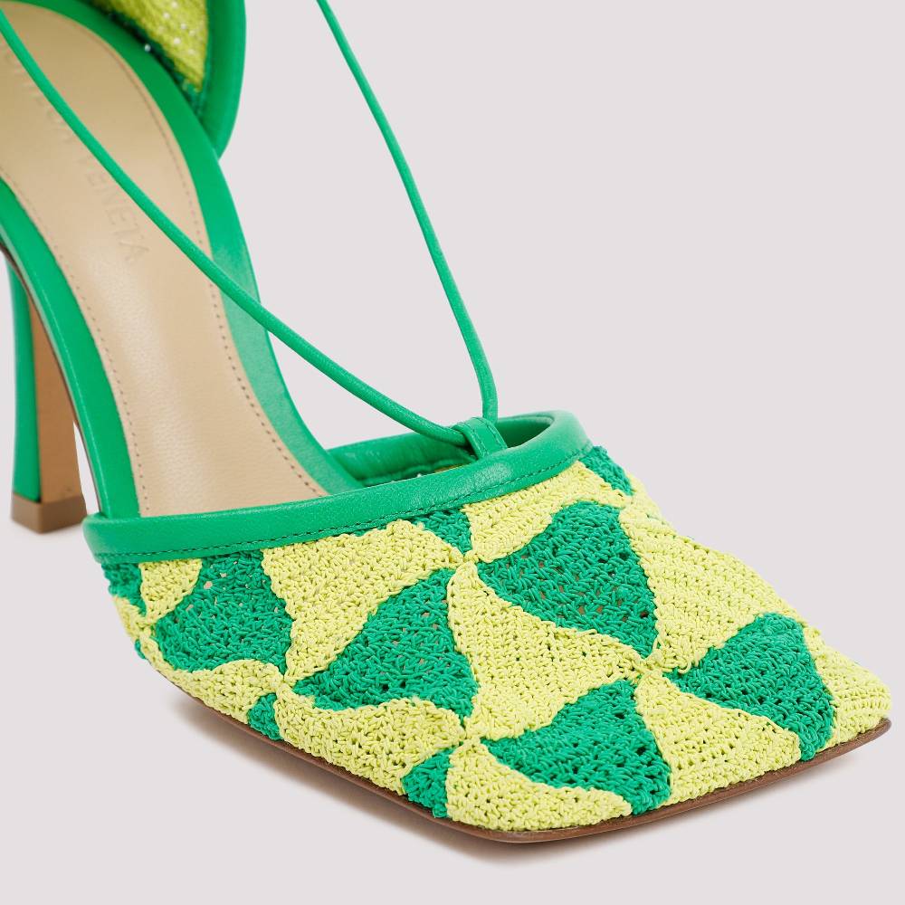 BOTTEGA VENETA  Sandali Bottega Veneta Verde e Giallo in Cotone per Donna Consegna Veloce