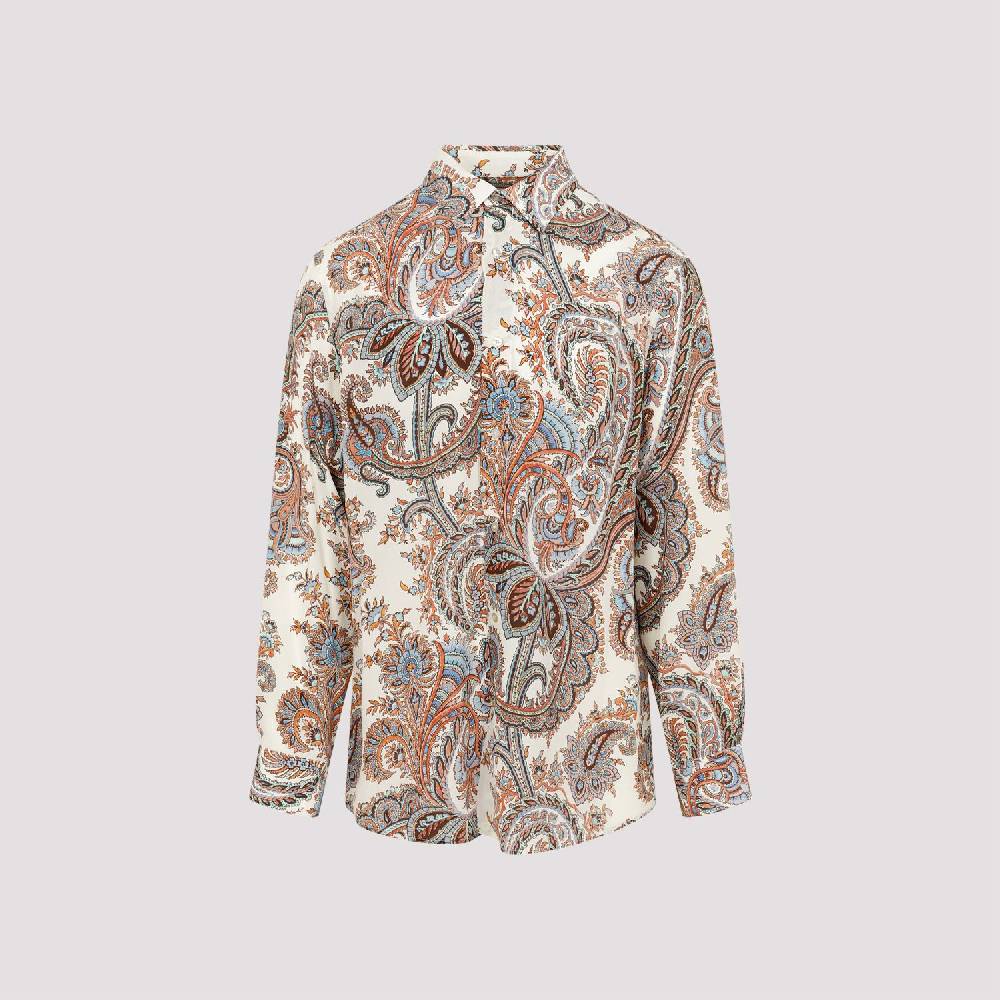 ETRO  Camicia Uomo ETRO Seta Bianca con Paisley Shopping Online
