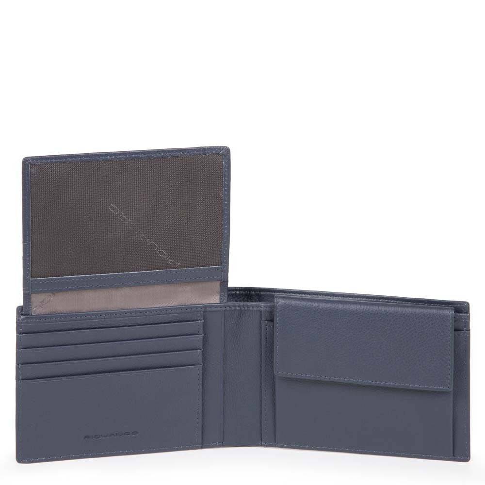 PIQUADRO  Portafoglio Blu da Uomo Piquadro - Misto Poliestere/Cotone con Portamonete e Scomparti per Carte Outlet