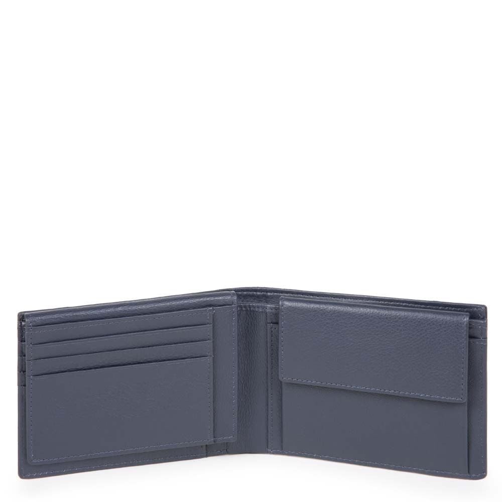 PIQUADRO  Portafoglio Blu da Uomo Piquadro - Misto Poliestere/Cotone con Portamonete e Scomparti per Carte Outlet