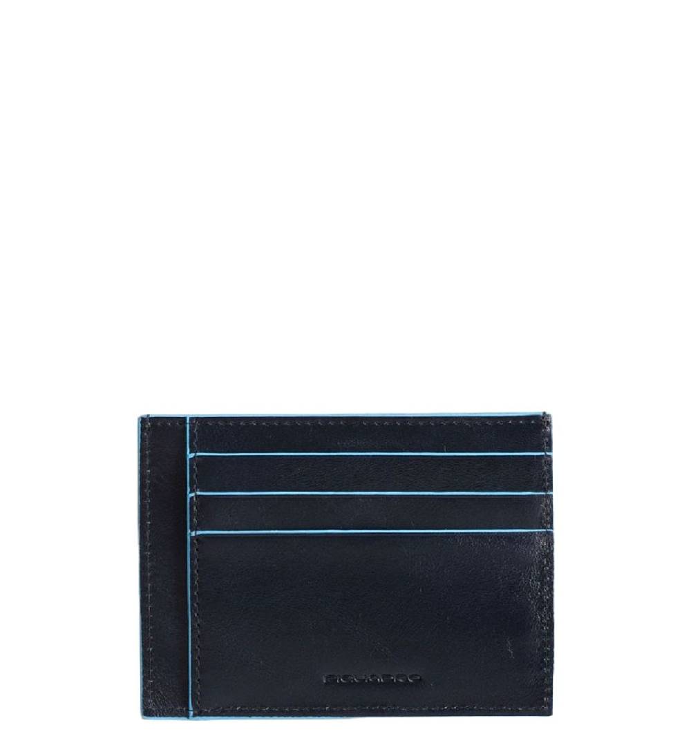 PIQUADRO  Porta Carte di Credito in Pelle Blu RFID Piquadro In Saldo