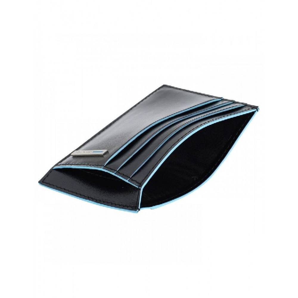 PIQUADRO  Porta Carte di Credito in Pelle Blu RFID Piquadro In Saldo