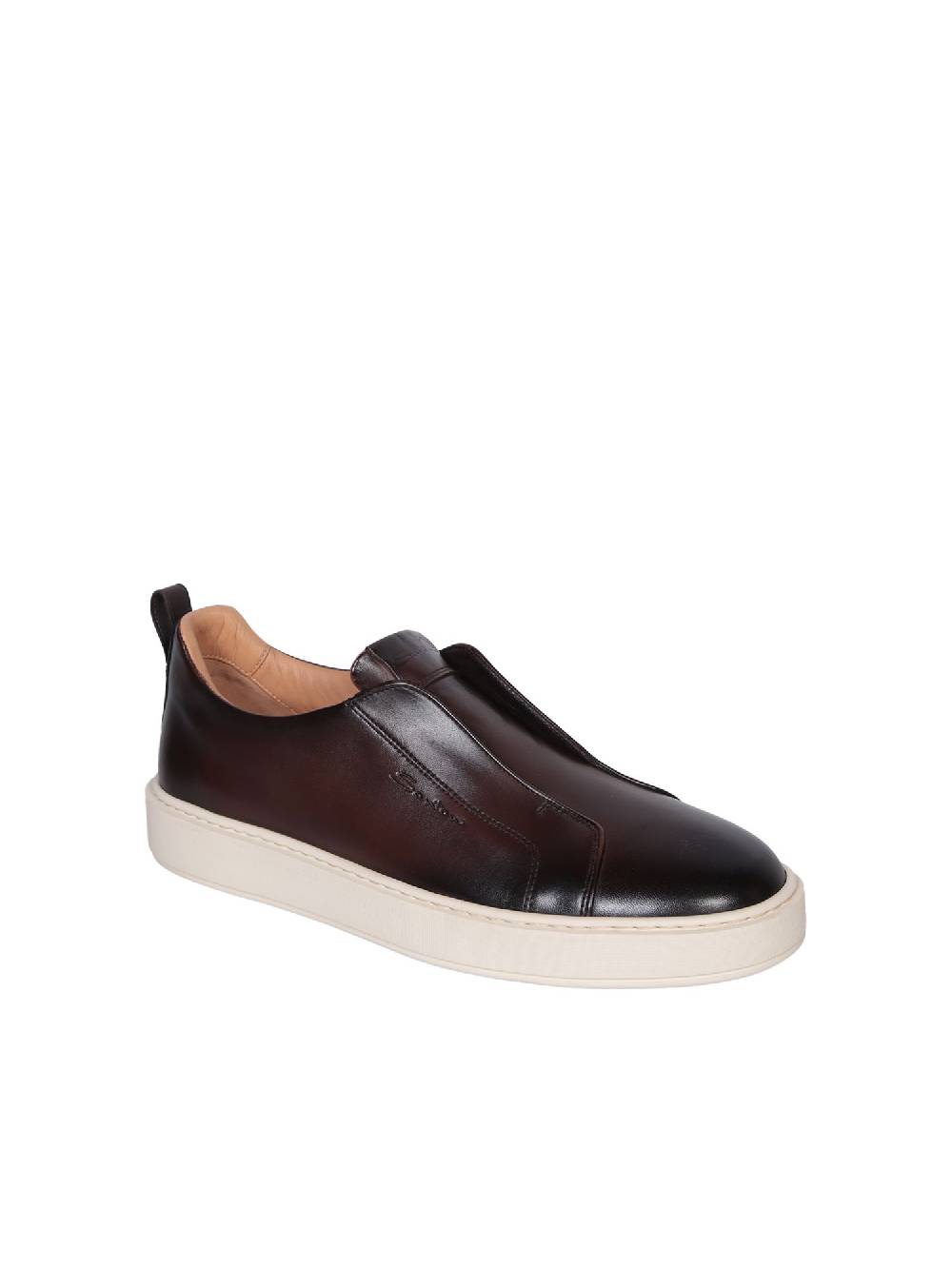 SANTONI  Sneakers in Pelle Marrone Uomo SANTONI Shopping Online