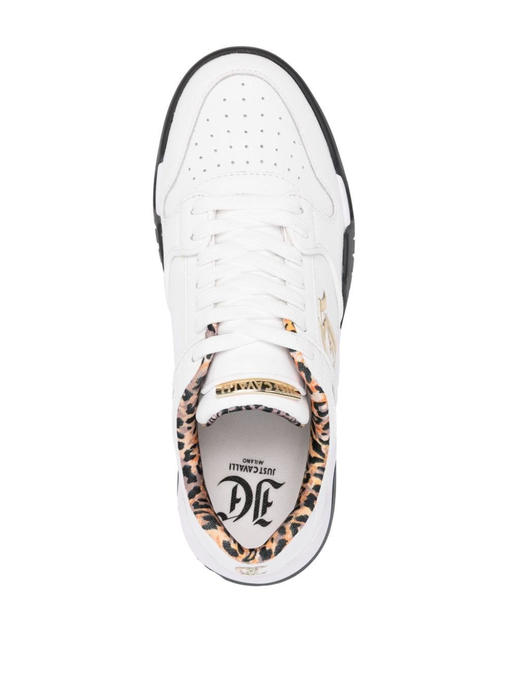 JUST CAVALLI  Sneakers Bianche Donna Just Cavalli - Pelle e Tessuto alla Moda Offerta