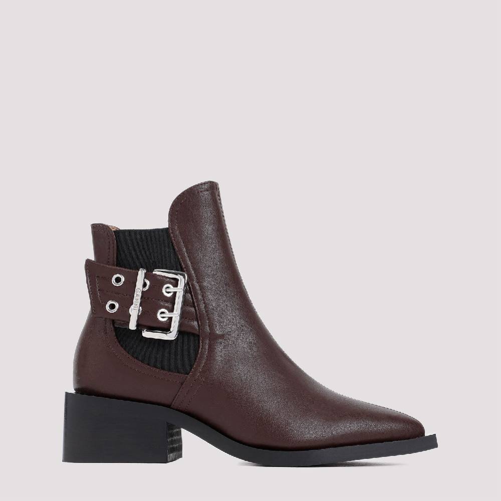 GANNI  Stivaletti Chelsea GANNI in Pelle Marrone Femminili Vendite Flash