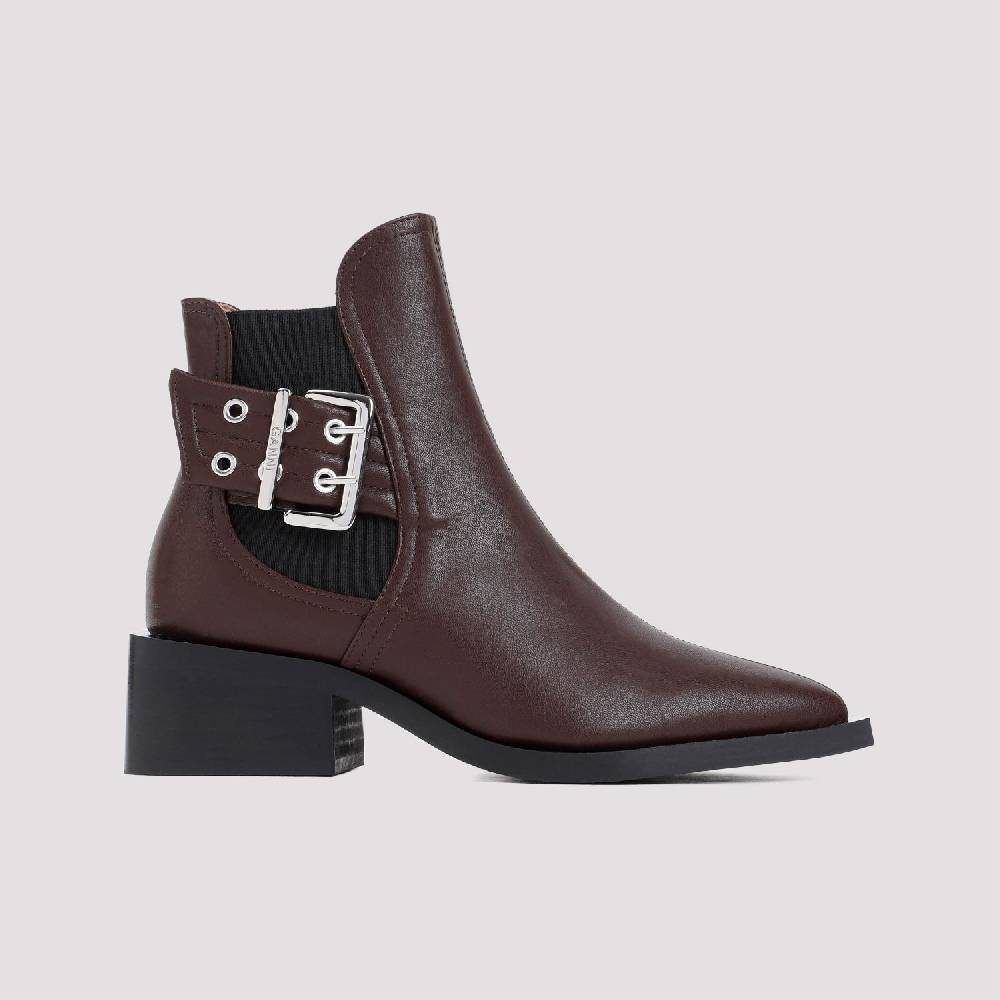 GANNI  Stivaletti Chelsea GANNI in Pelle Marrone Femminili Vendite Flash