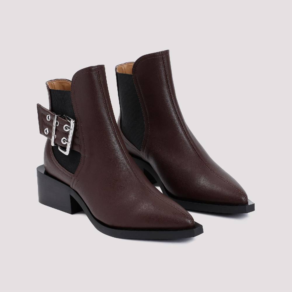 GANNI  Stivaletti Chelsea GANNI in Pelle Marrone Femminili Vendite Flash