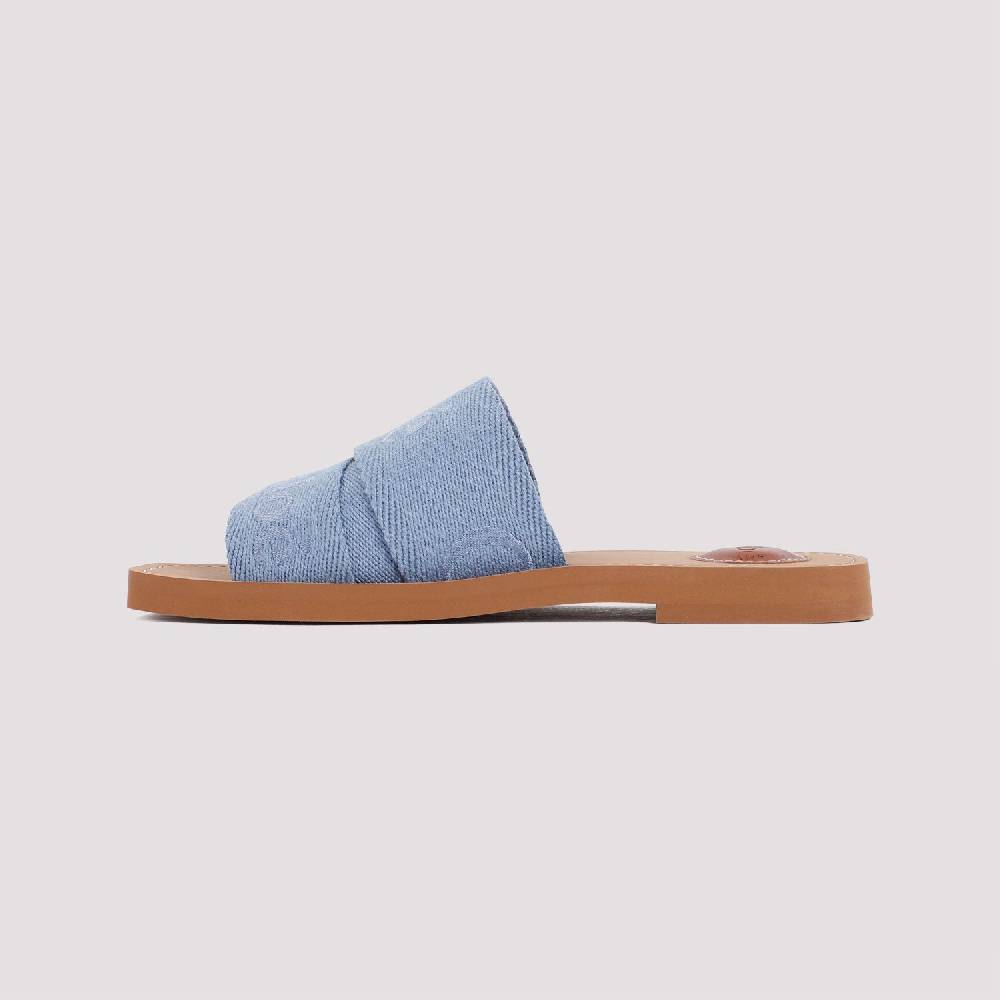 CHLOÉ  Stivaletti Bassi Chloé in Lino Blu Woody Moda