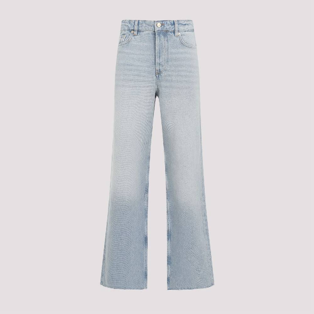GANNI  Jeans GANNI in Cotone Biologico a Vita Alta - Azzurro Chiaro Italy