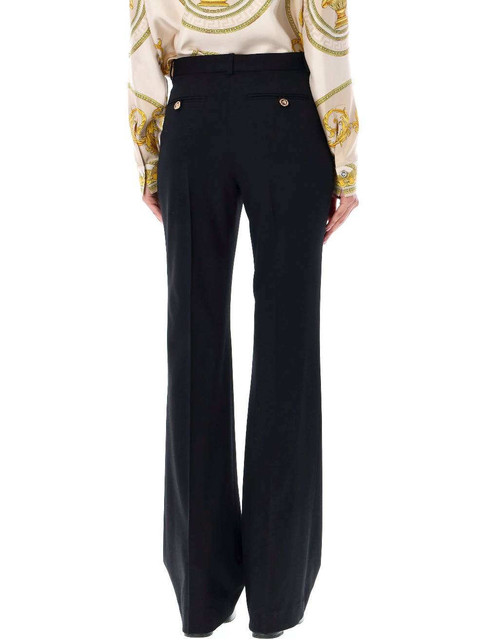 VERSACE  Pantaloni Svasati in Lana a Vita Alta Versace Nuovo