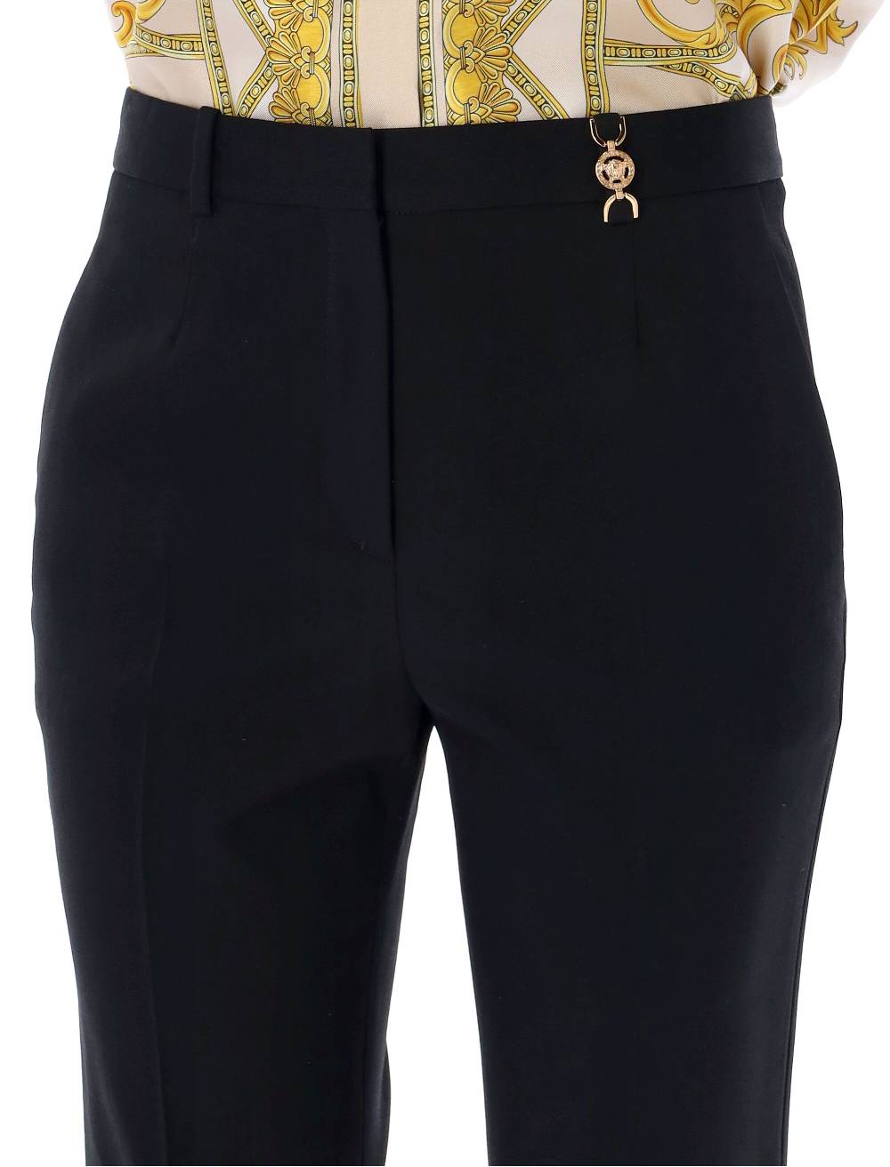 VERSACE  Pantaloni Svasati in Lana a Vita Alta Versace Nuovo