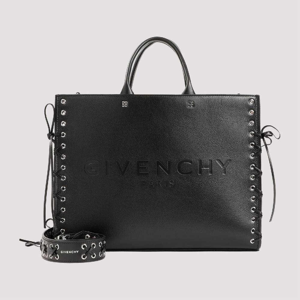 GIVENCHY  Givenchy Borsa Tote Nera in Pelle Media - Cerniera e Occhielli Nuova