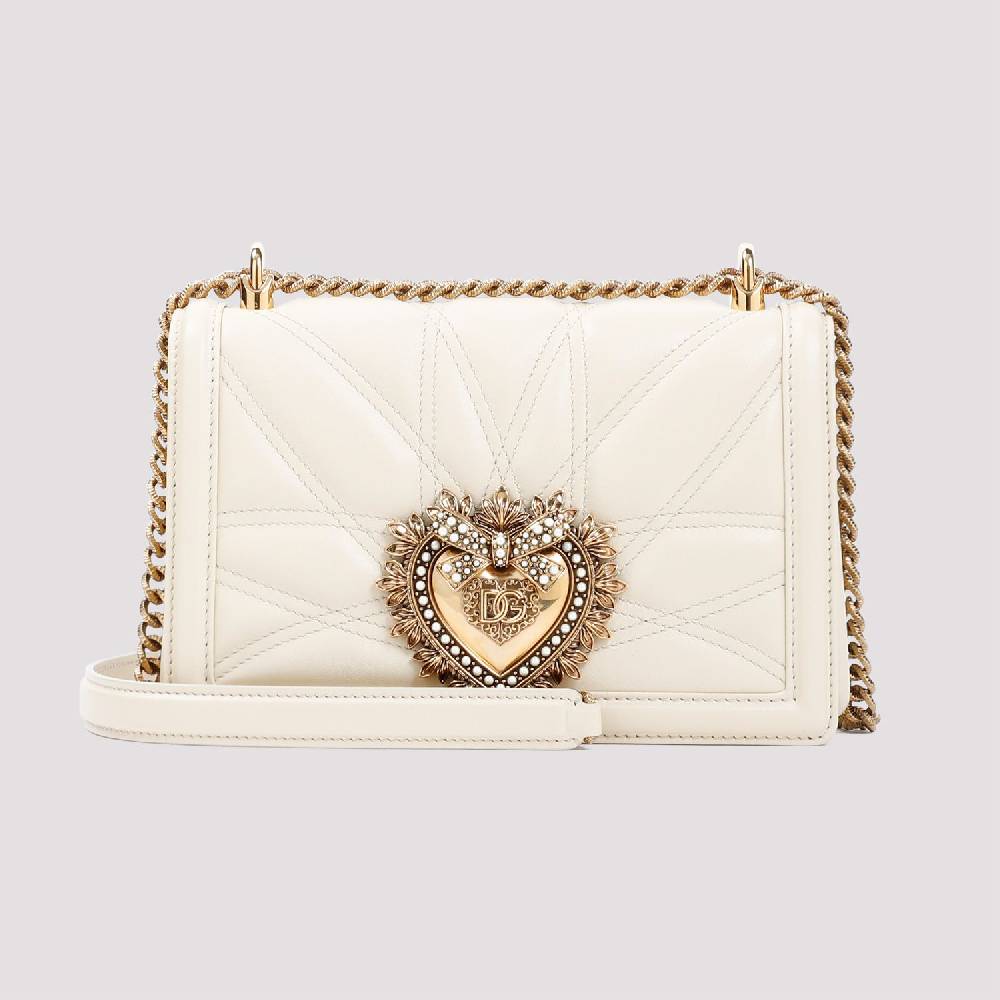 DOLCE & GABBANA  Borsa a Spalla Devotion Dolce & Gabbana in Pelle Color Nude Soddisfazione Garantita