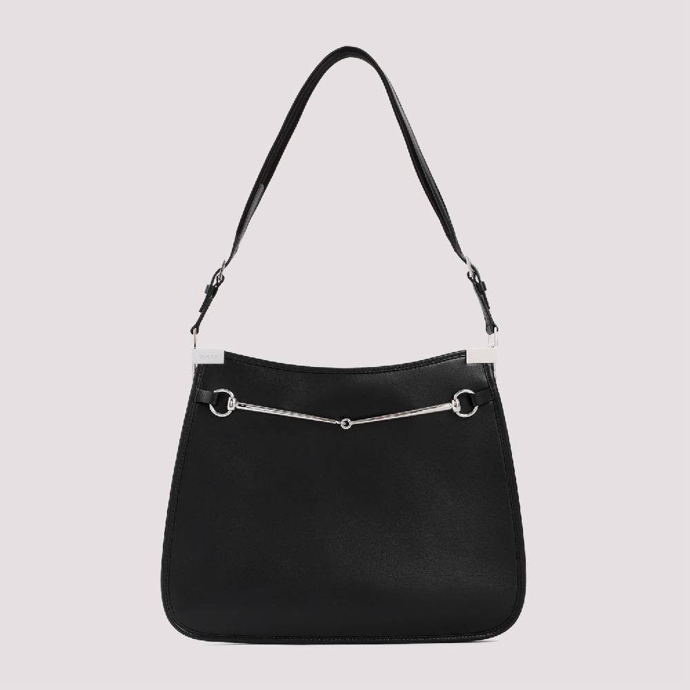 GUCCI  Borsa GUCCI in Pelle Nappa Nera con Accessori Argentati Consegna Veloce