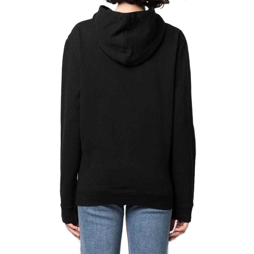 SAINT LAURENT  Felpa con Cappuccio Nera Logo SAINT LAURENT in Cotone per Donna Fino Al -60%