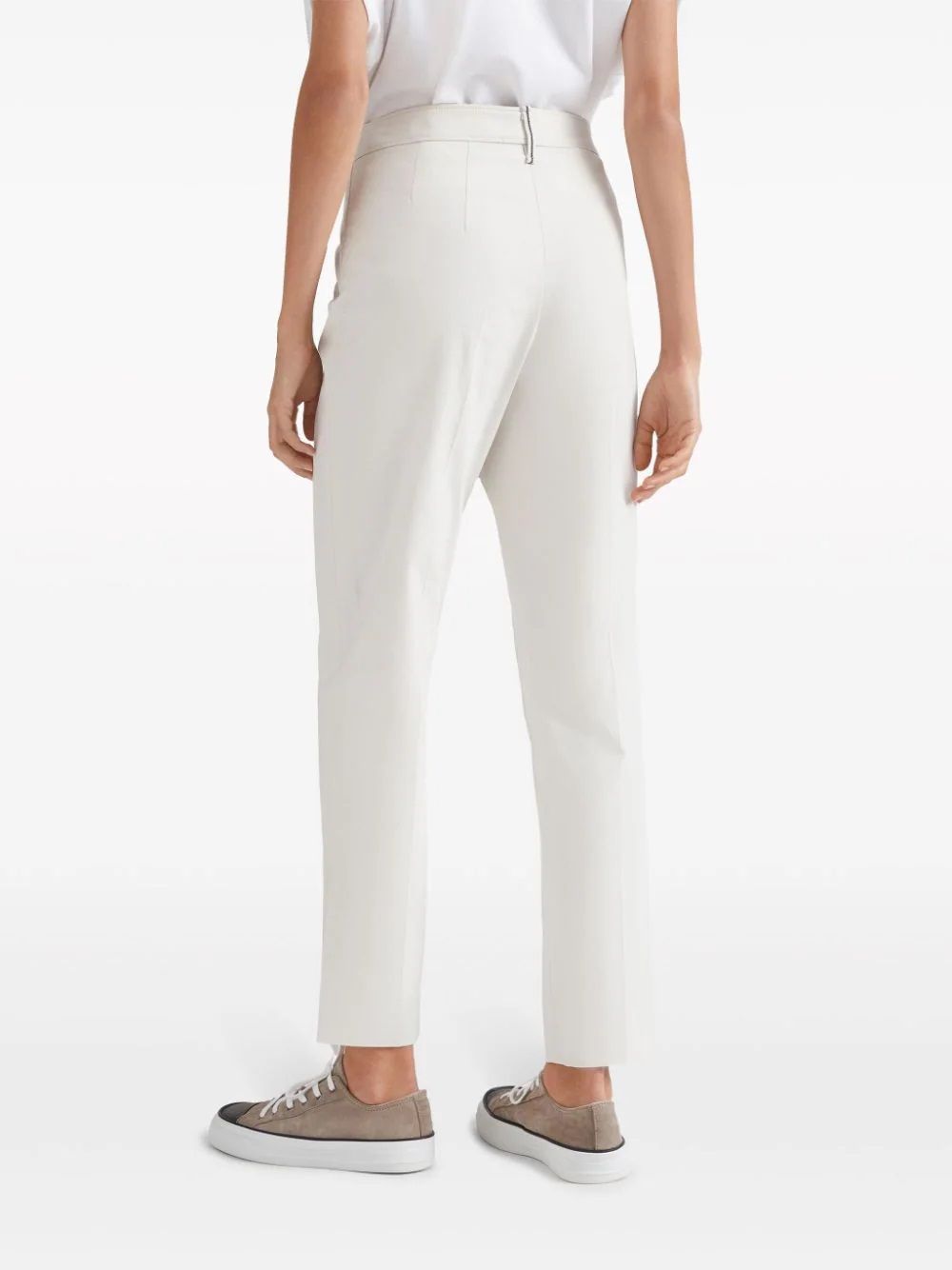BRUNELLO CUCINELLI  Pantaloni Donna Bianchi in Cotone Elasticizzato Brunello Cucinelli Presa
