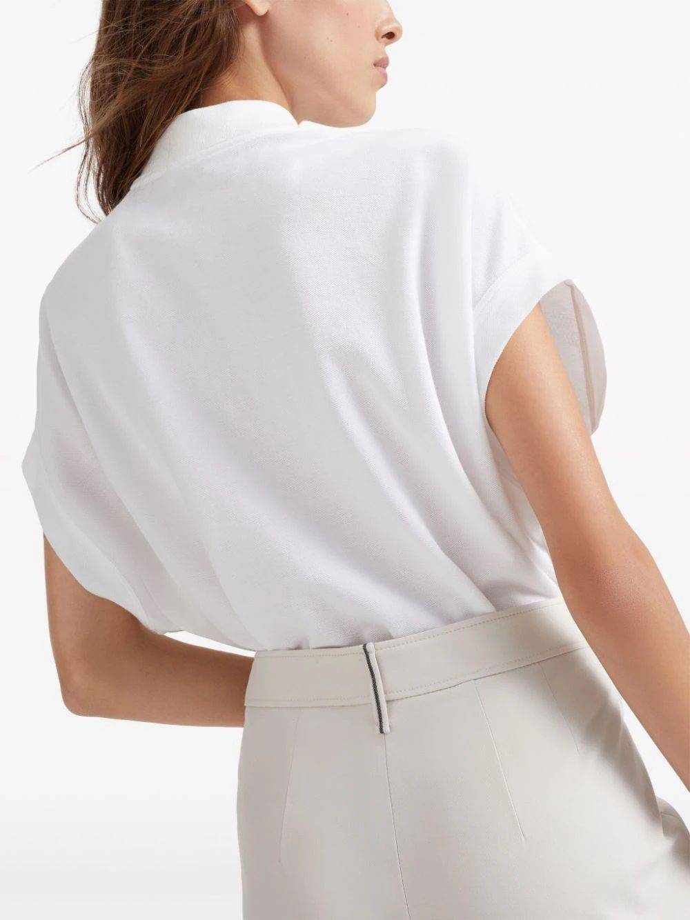 BRUNELLO CUCINELLI  Pantaloni Donna Bianchi in Cotone Elasticizzato Brunello Cucinelli Presa