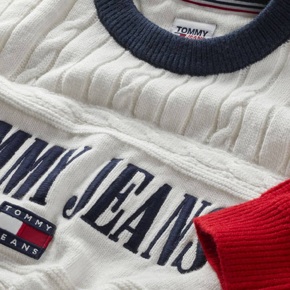 TOMMY JEANS  Felpa di Cotone Bianca Tommy Jeans Donna Outlet