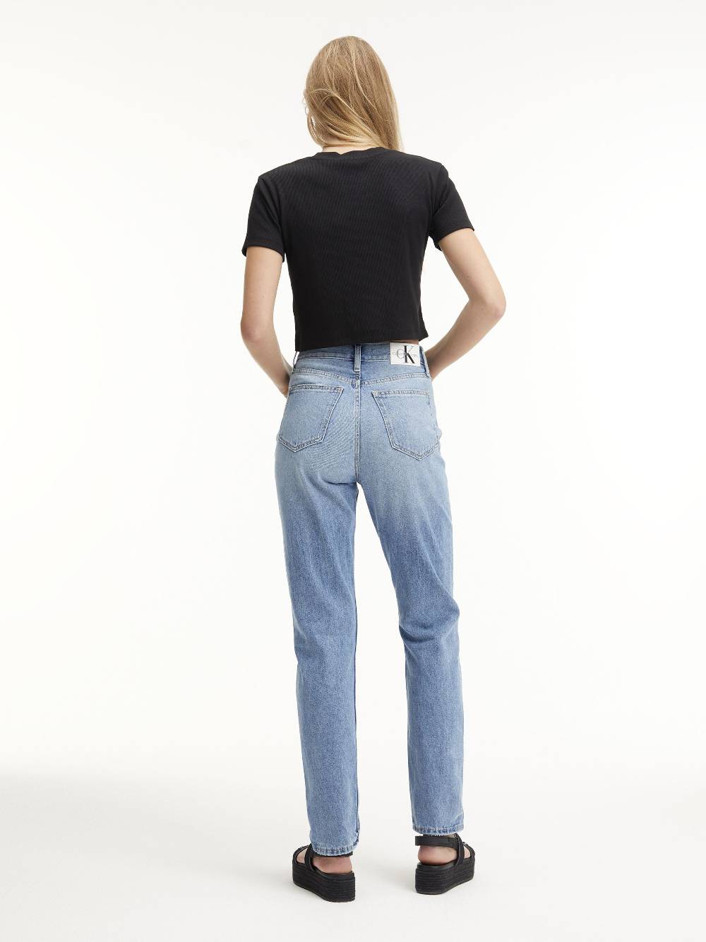 CALVIN KLEIN  Jeans Slim Fit a Vita Alta Calvin Klein in Azzurro Saldi