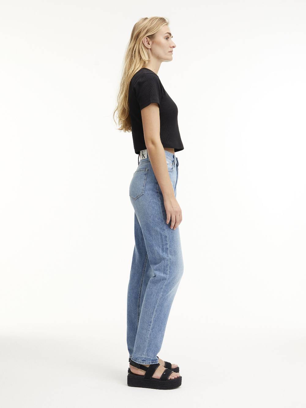 CALVIN KLEIN  Jeans Slim Fit a Vita Alta Calvin Klein in Azzurro Saldi