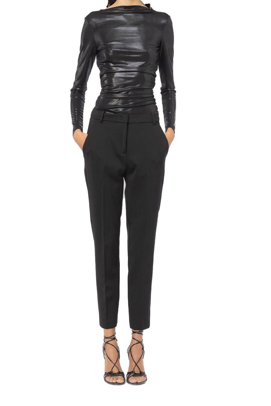 PINKO  Pantaloni Neri in Misto Viscosa PINKO da Donna Hotsell