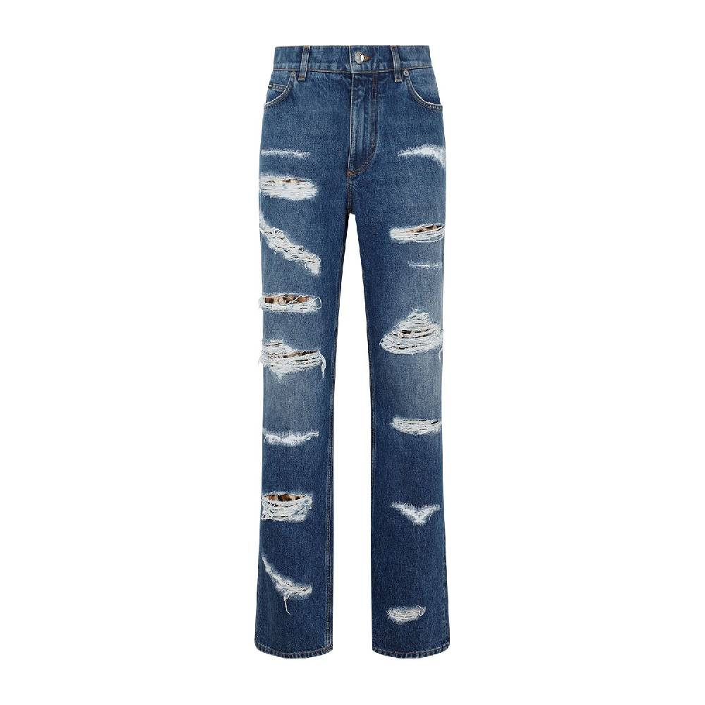 DOLCE & GABBANA  Jeans Distressed Cotone Blu Dolce & Gabbana Vendita Calda