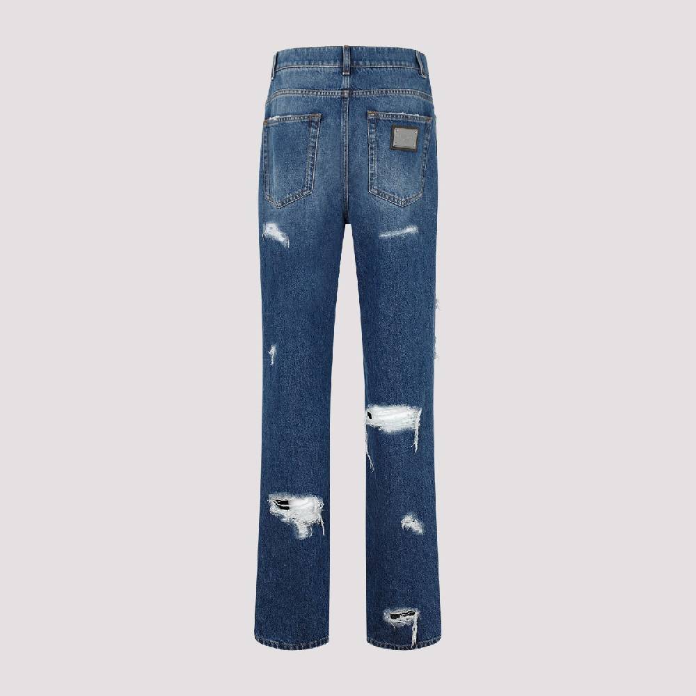 DOLCE & GABBANA  Jeans Distressed Cotone Blu Dolce & Gabbana Vendita Calda