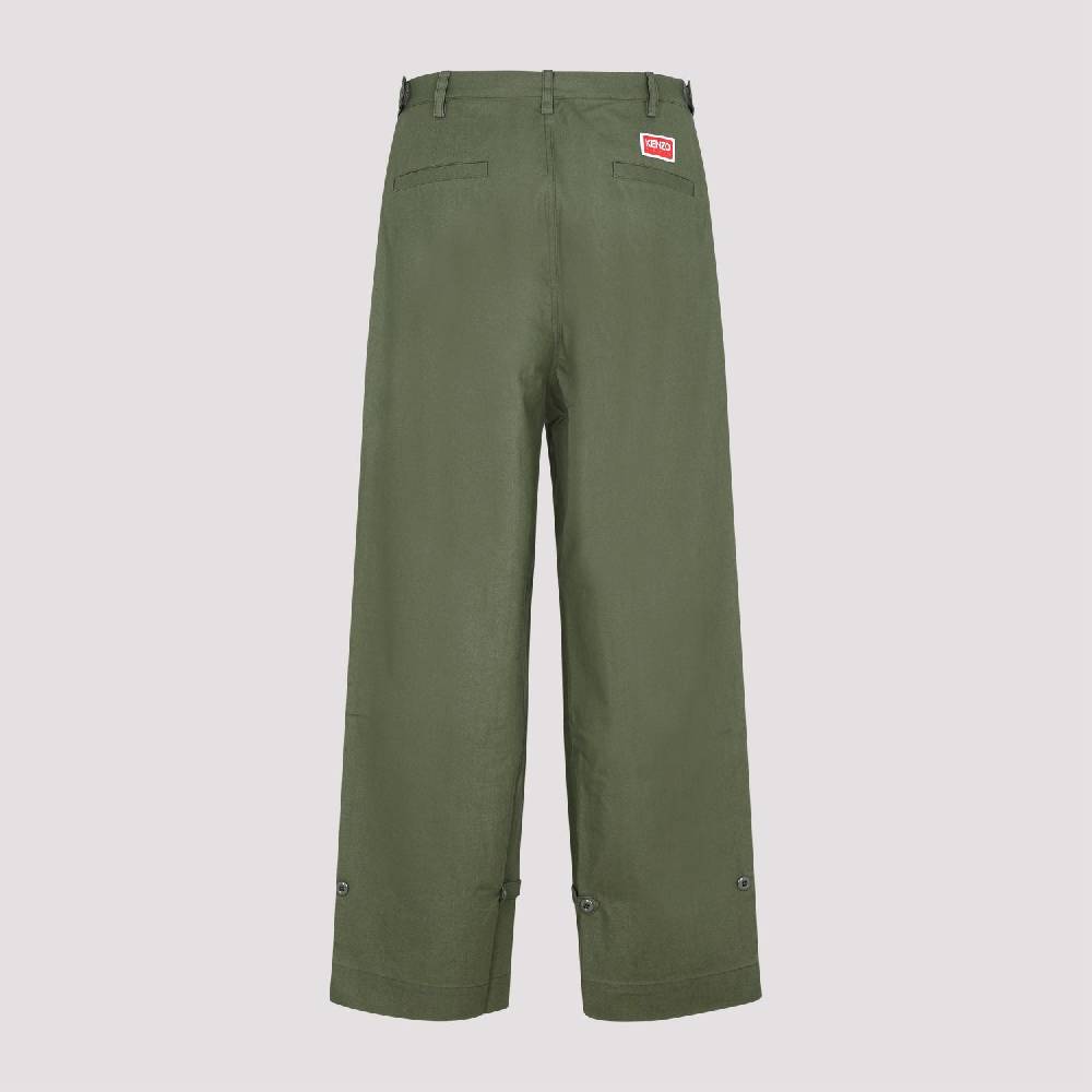 KENZO  Pantaloni Oversize in Cotone Kaki Scuro da Uomo KENZO Vendita Economica