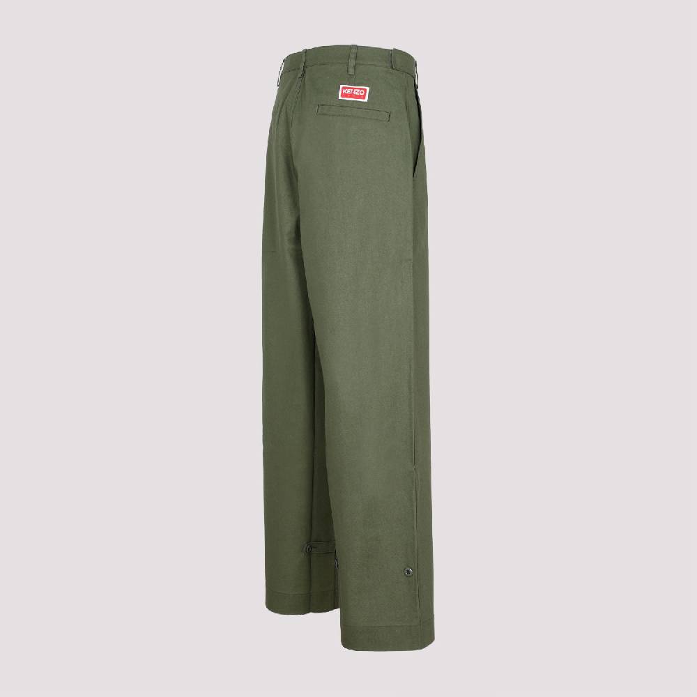 KENZO  Pantaloni Oversize in Cotone Kaki Scuro da Uomo KENZO Vendita Economica