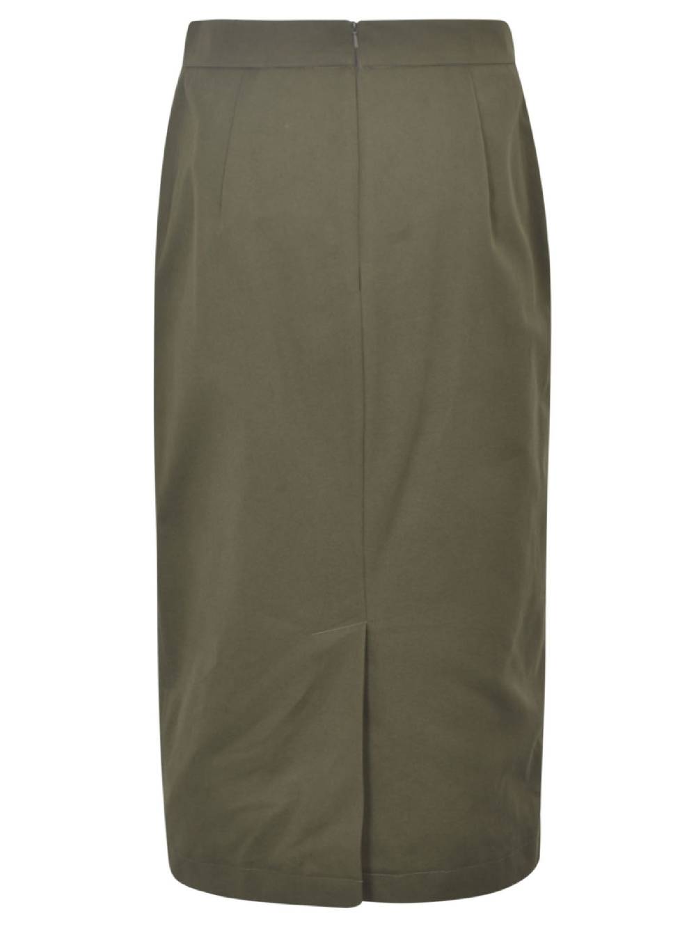 MAX MARA  Gonna in Cotone Verde Oliva Max Mara con Tasche Laterali In Saldo