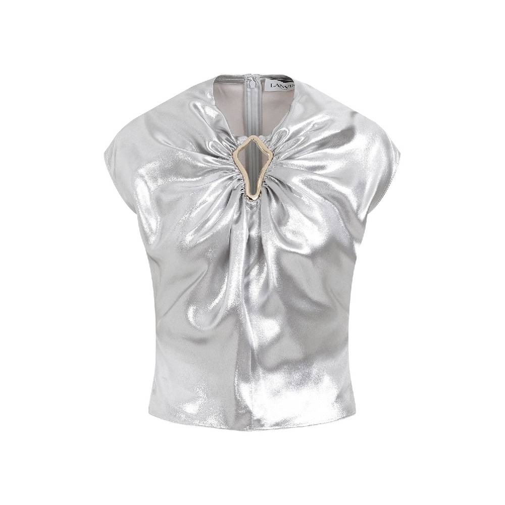 LANVIN  Top Drappeggiato Argento Metallizzato Lanvin - Viscosa Pezzi Unici