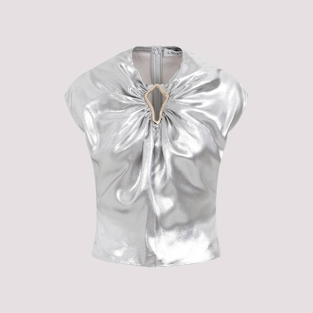 LANVIN  Top Drappeggiato Argento Metallizzato Lanvin - Viscosa Pezzi Unici