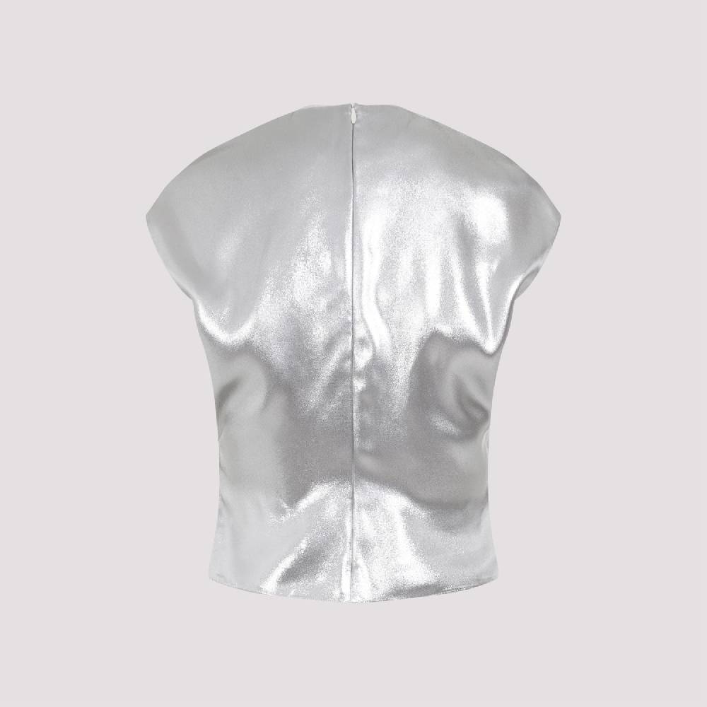 LANVIN  Top Drappeggiato Argento Metallizzato Lanvin - Viscosa Pezzi Unici