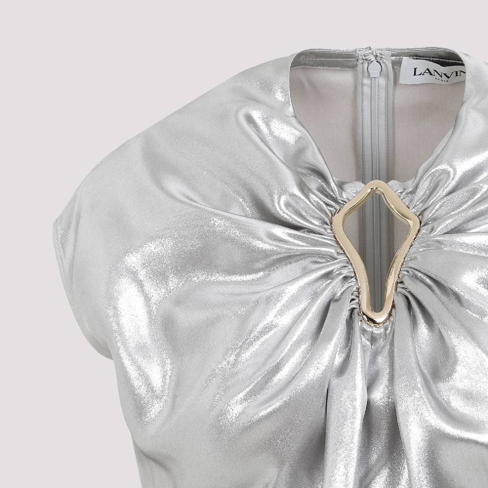 LANVIN  Top Drappeggiato Argento Metallizzato Lanvin - Viscosa Pezzi Unici