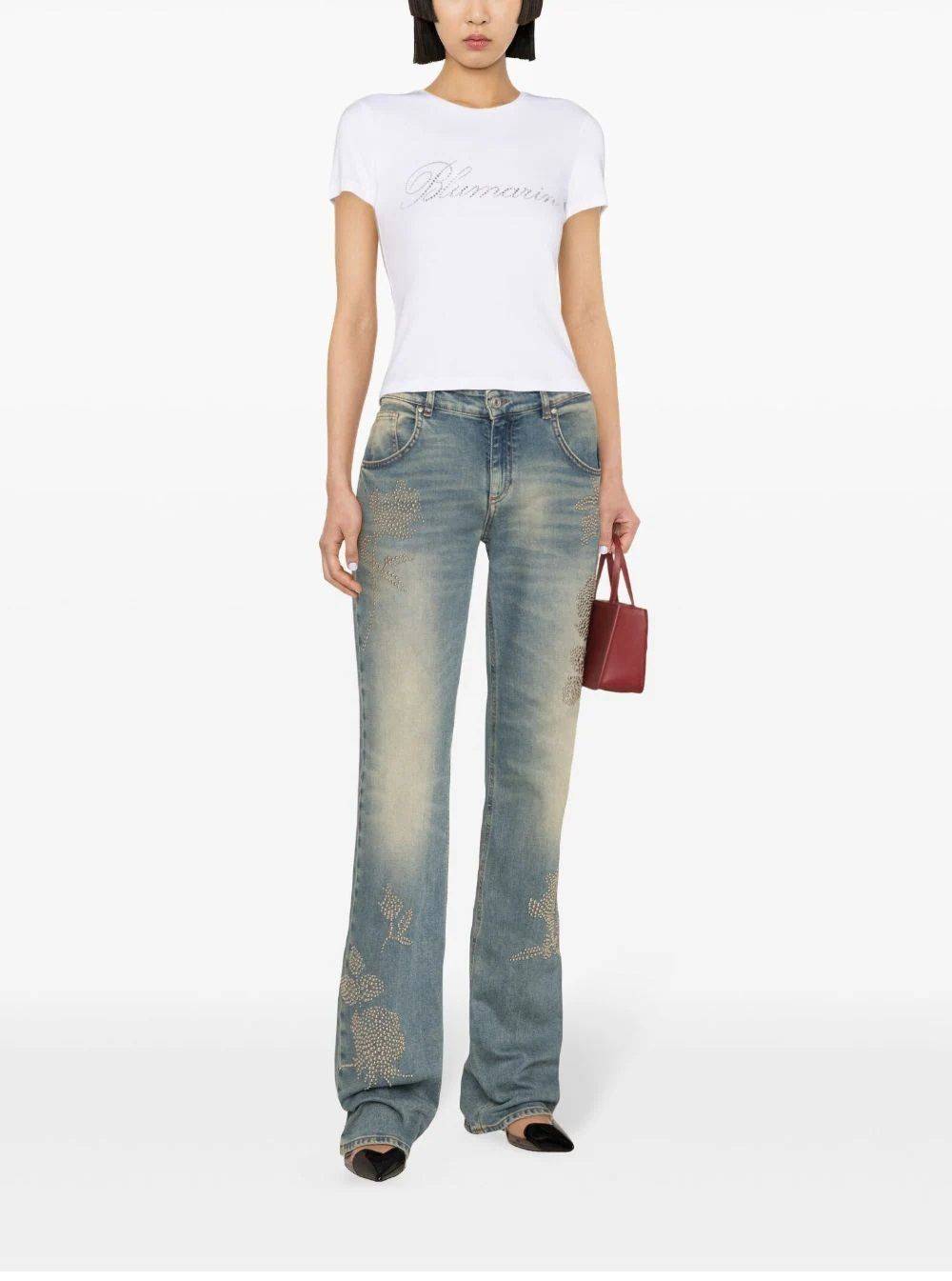 BLUMARINE  T-Shirt da Donna BLUMARINE in Cotone Bianco con Logo Soddisfazione Garantita